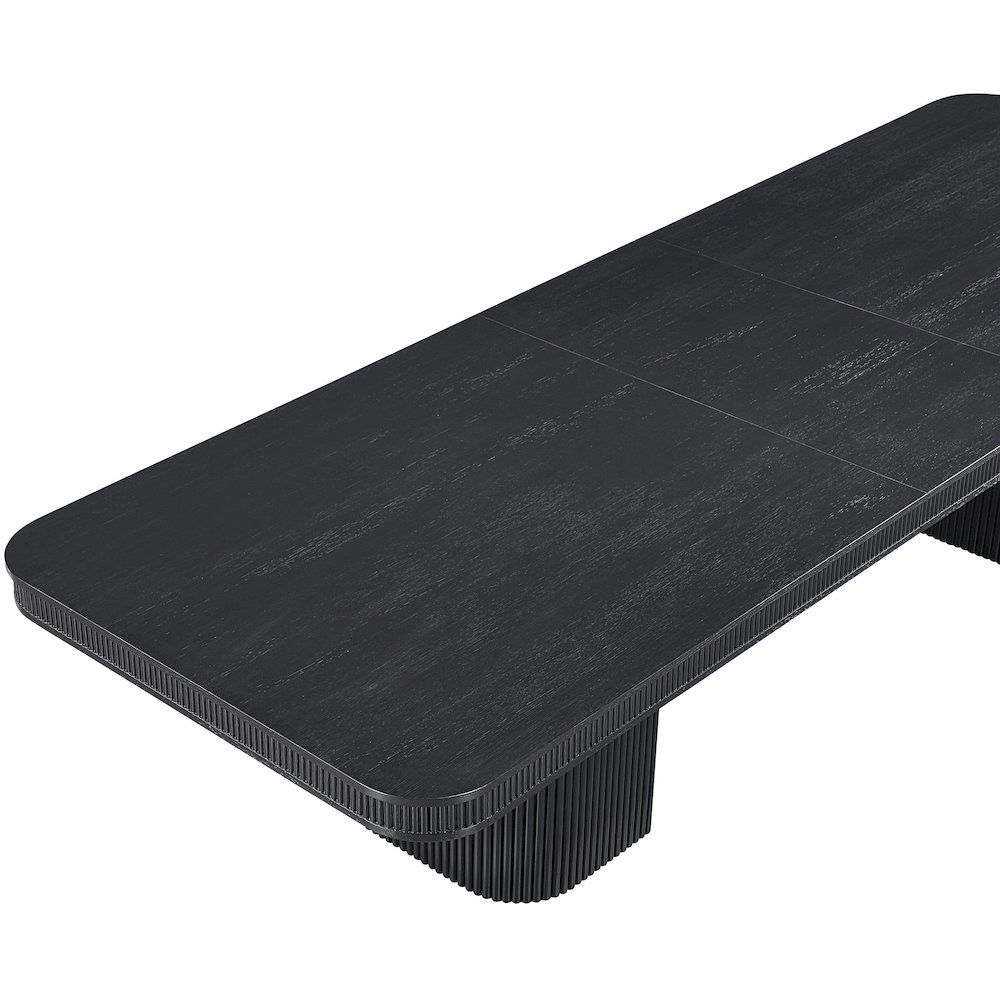 Mohari 112" / 160" Black Solid Wood And Oak Veneer Dining Table (3 Boxes). Picture 12