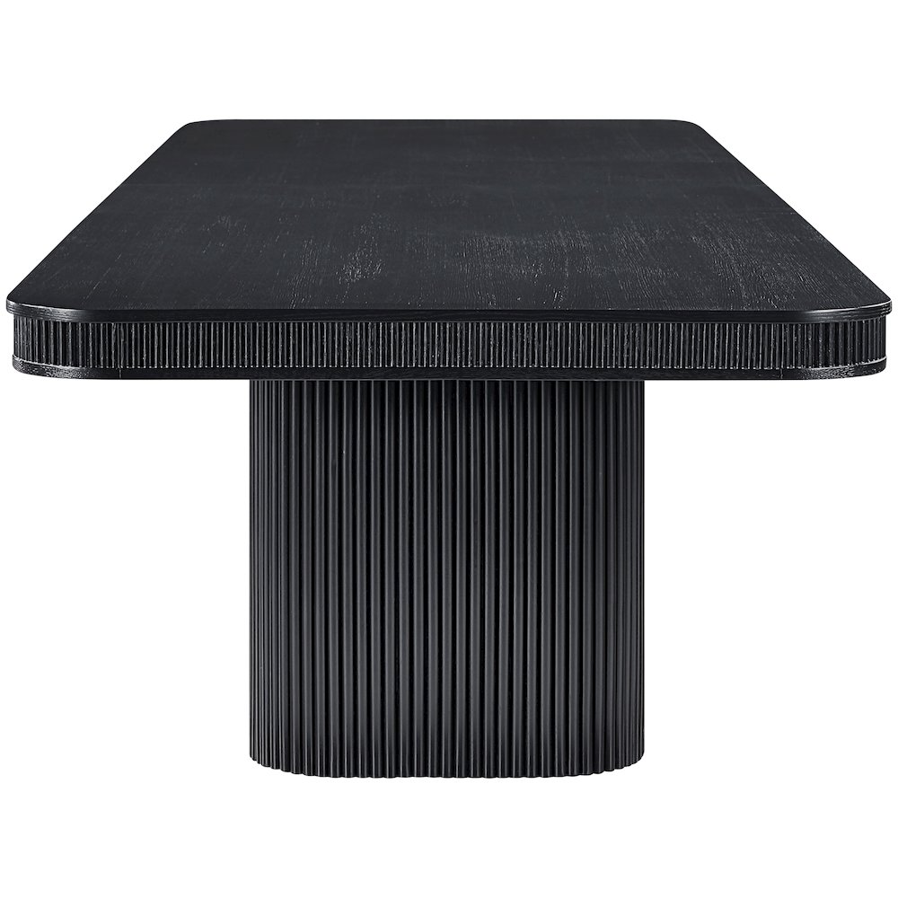 Mohari 112" / 160" Black Solid Wood And Oak Veneer Dining Table (3 Boxes). Picture 2
