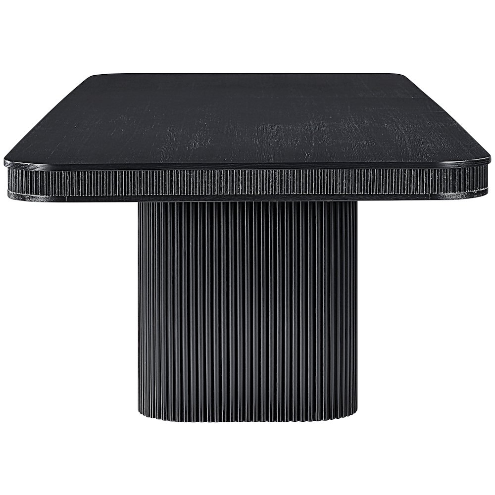 Mohari 112" / 160" Black Solid Wood And Oak Veneer Dining Table (3 Boxes). Picture 8