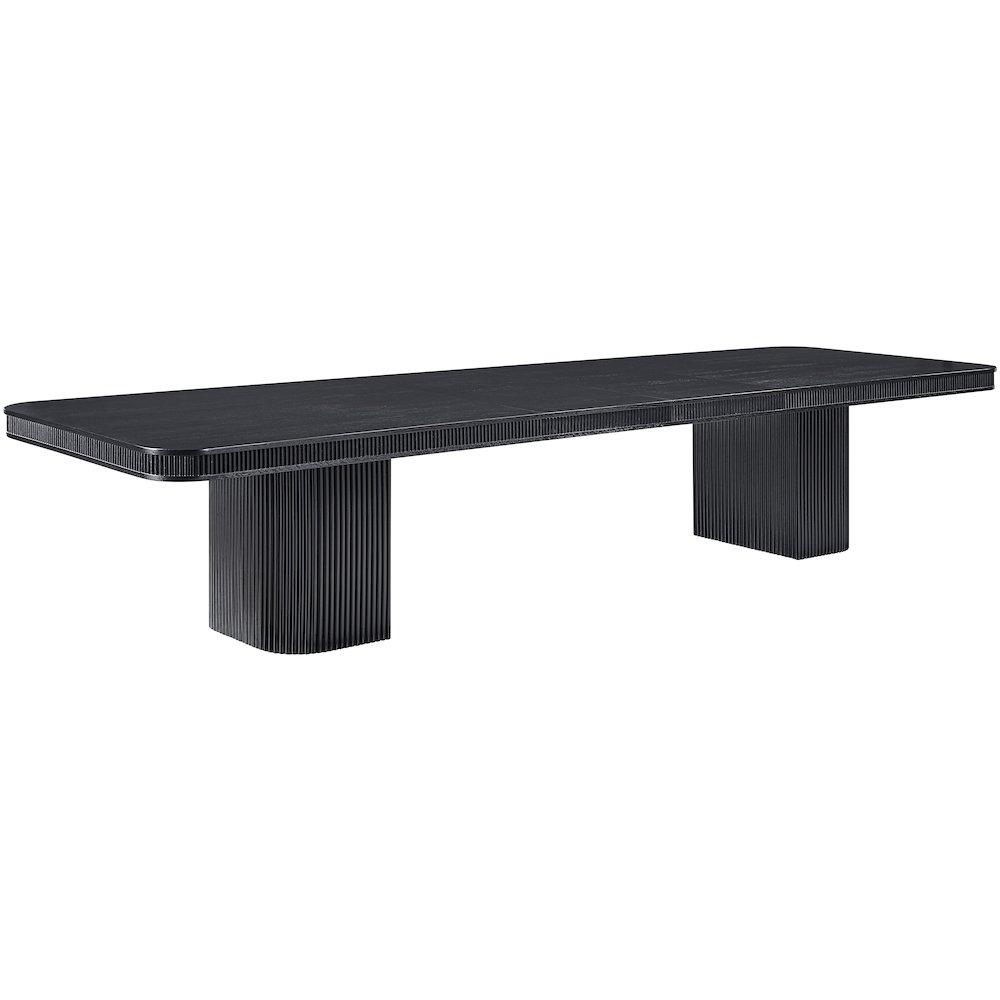 Mohari 112" / 160" Black Solid Wood And Oak Veneer Dining Table (3 Boxes). Picture 4