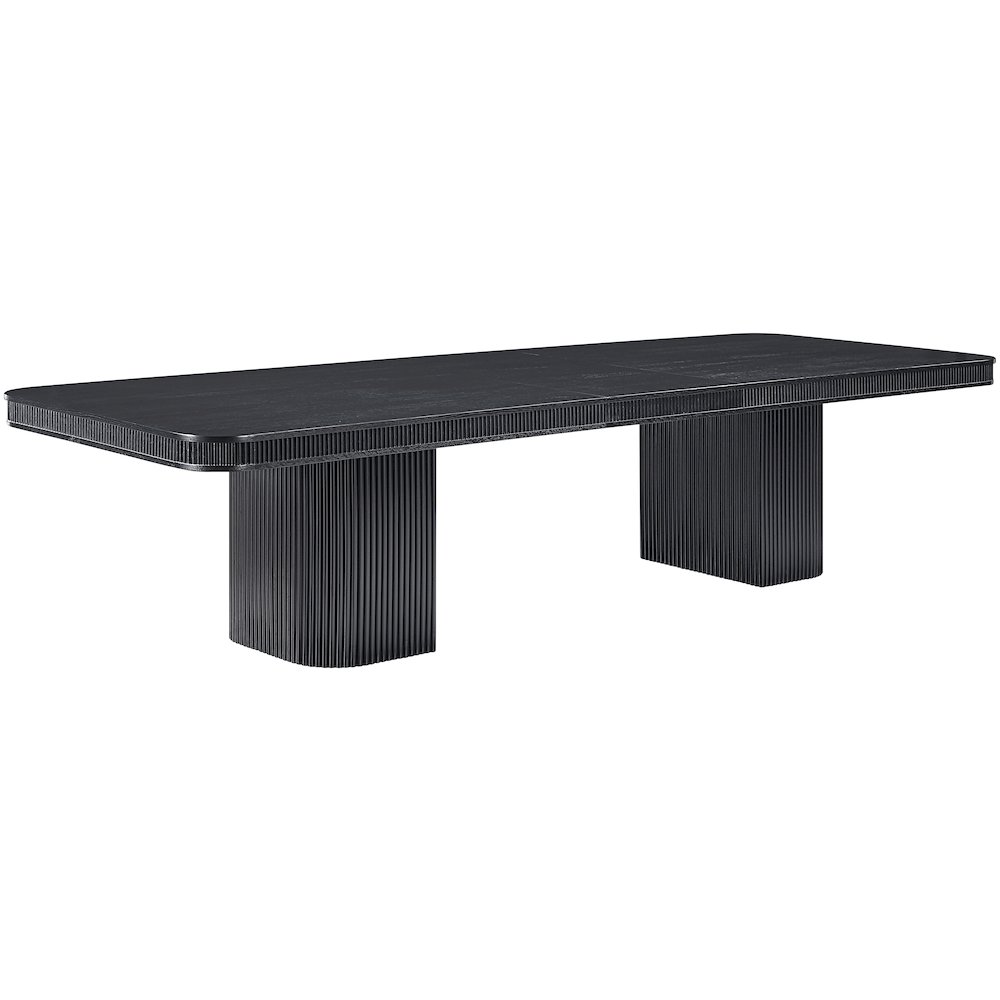 Mohari 112" / 160" Black Solid Wood And Oak Veneer Dining Table (3 Boxes). Picture 5