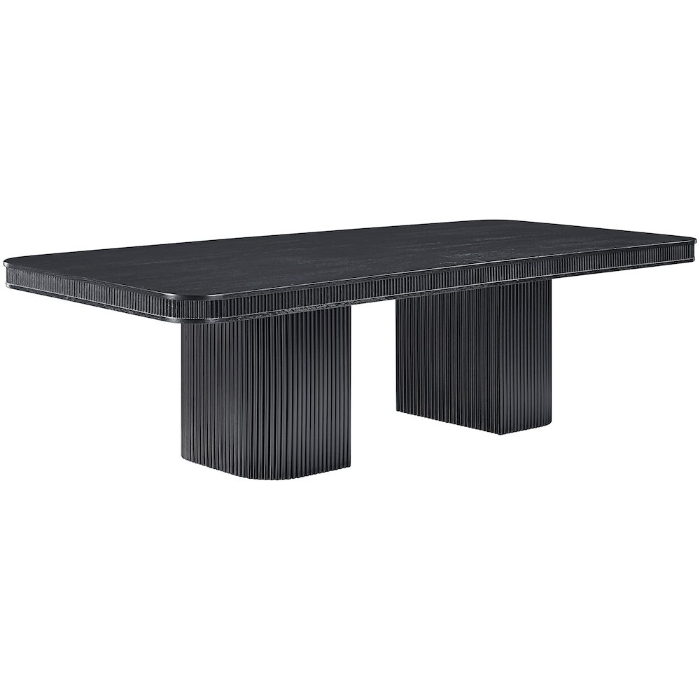 Mohari 112" / 160" Black Solid Wood And Oak Veneer Dining Table (3 Boxes). Picture 6