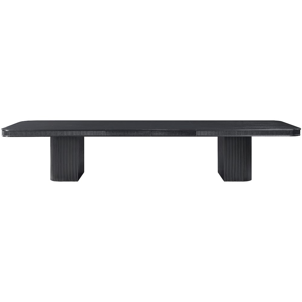 Mohari 112" / 160" Black Solid Wood And Oak Veneer Dining Table (3 Boxes). Picture 9