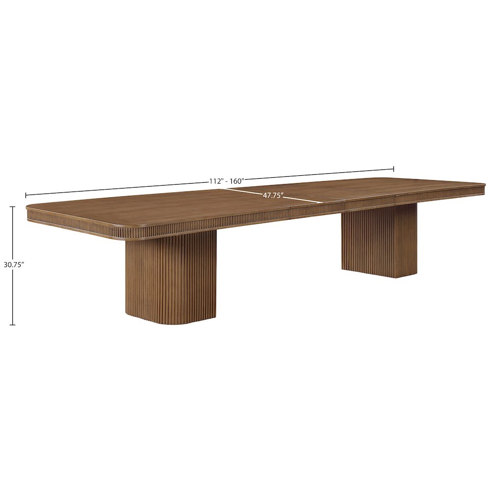 Mohari 112" / 160" Brown Solid Wood And Oak Veneer Dining Table (3 Boxes). Picture 14