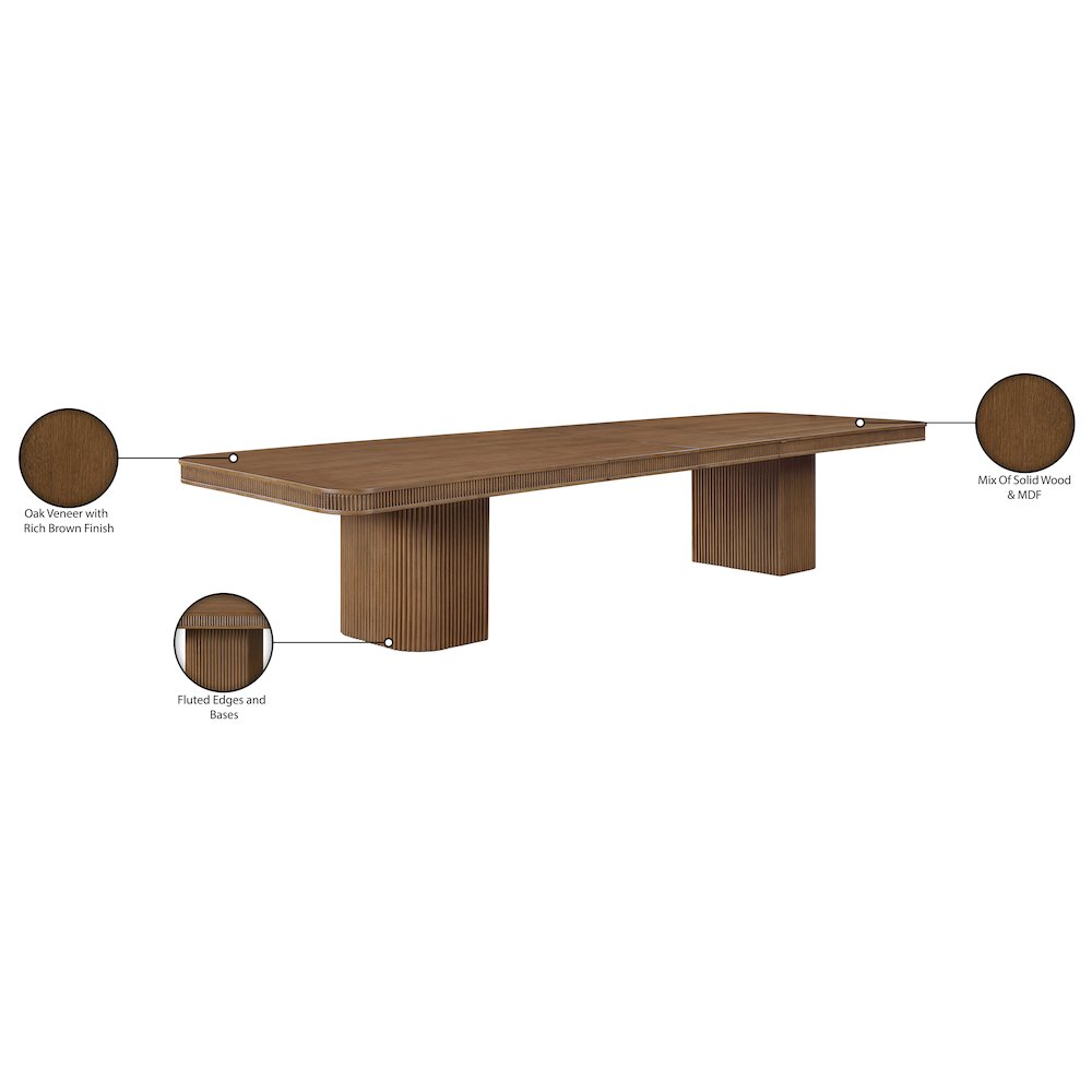 Mohari 112" / 160" Brown Solid Wood And Oak Veneer Dining Table (3 Boxes). Picture 15
