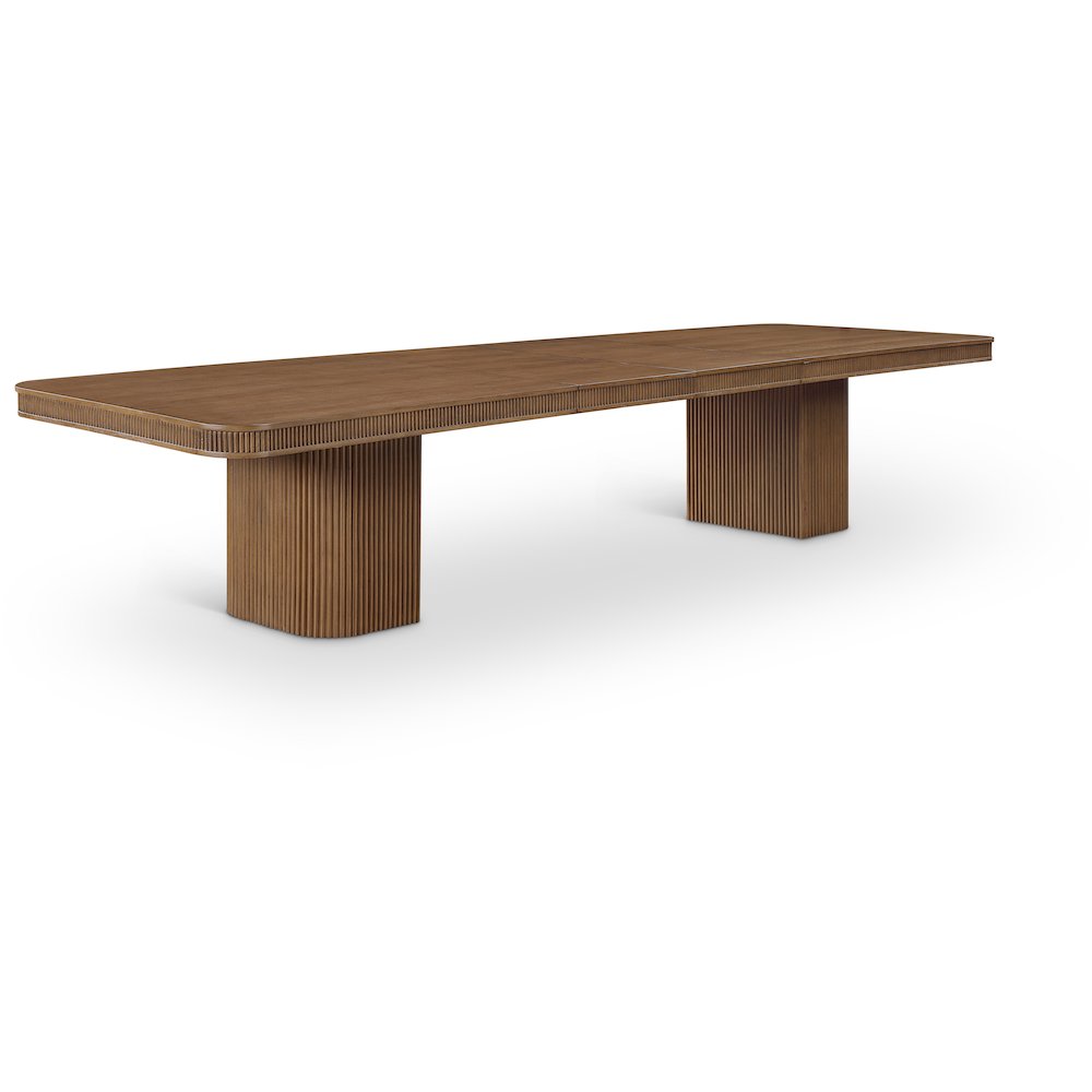Mohari 112" / 160" Brown Solid Wood And Oak Veneer Dining Table (3 Boxes). Picture 1