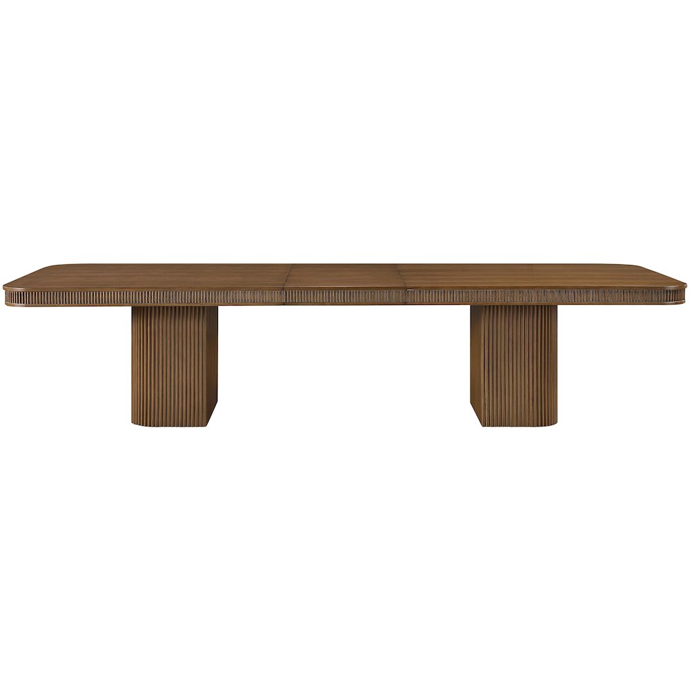 Mohari 112" / 160" Brown Solid Wood And Oak Veneer Dining Table (3 Boxes). Picture 10