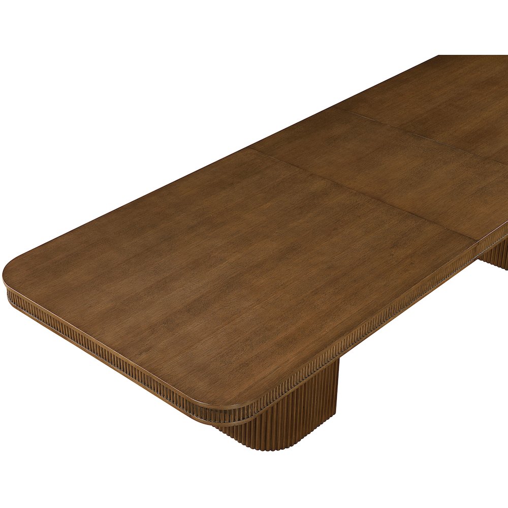 Mohari 112" / 160" Brown Solid Wood And Oak Veneer Dining Table (3 Boxes). Picture 12