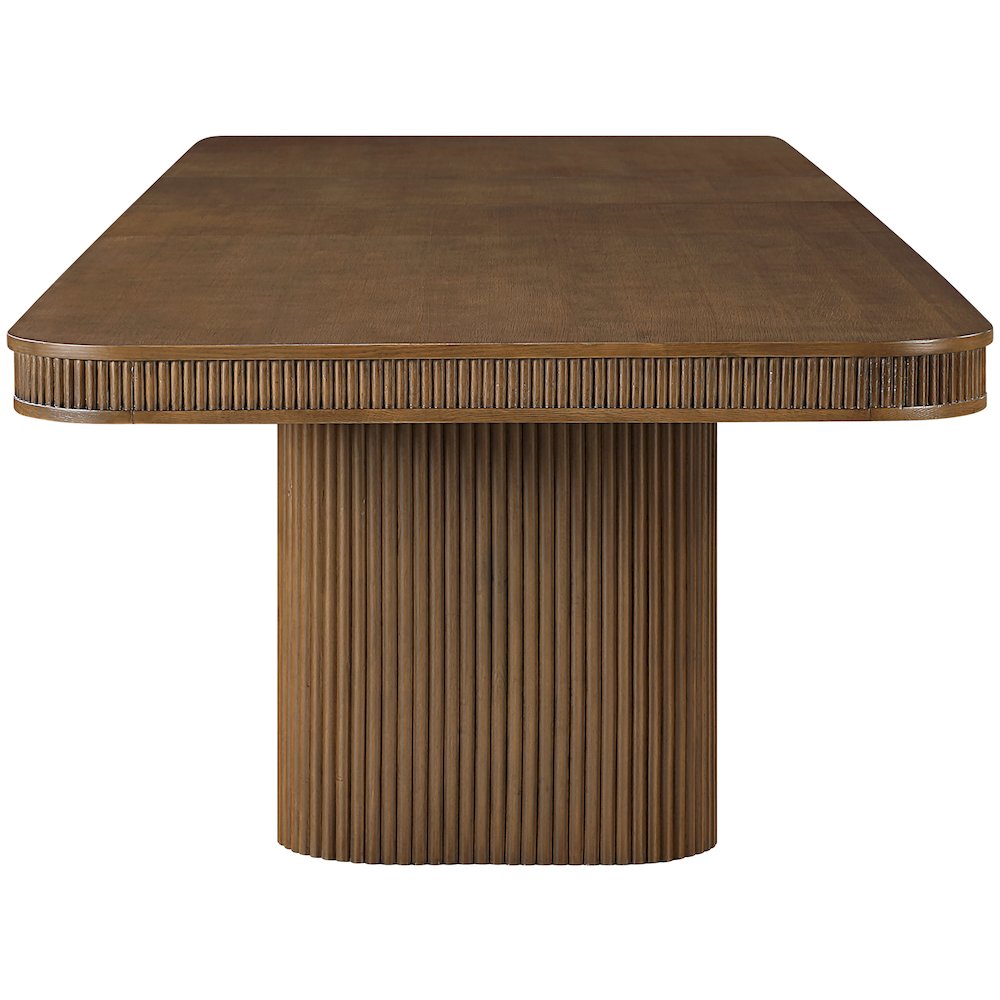 Mohari 112" / 160" Brown Solid Wood And Oak Veneer Dining Table (3 Boxes). Picture 2
