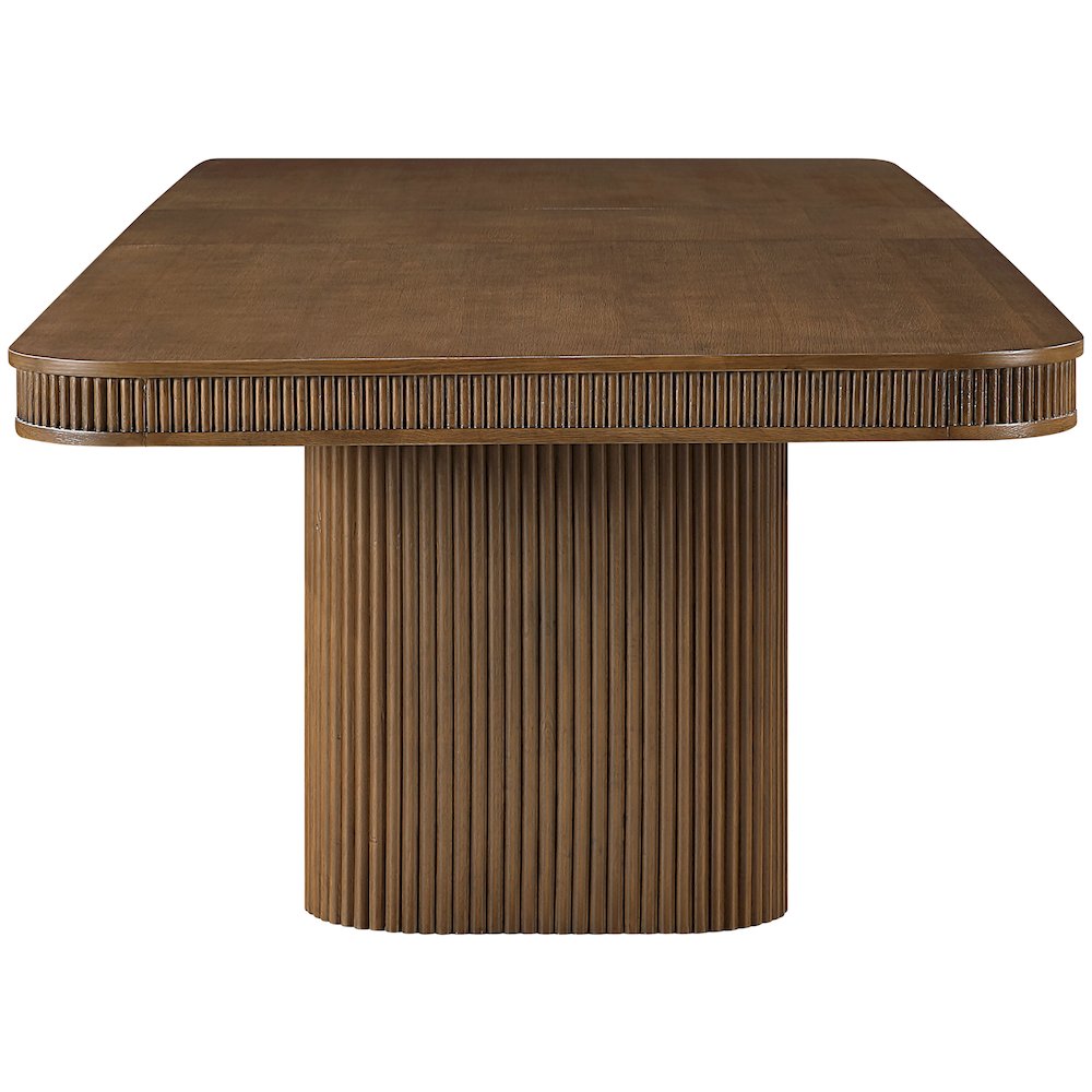 Mohari 112" / 160" Brown Solid Wood And Oak Veneer Dining Table (3 Boxes). Picture 8