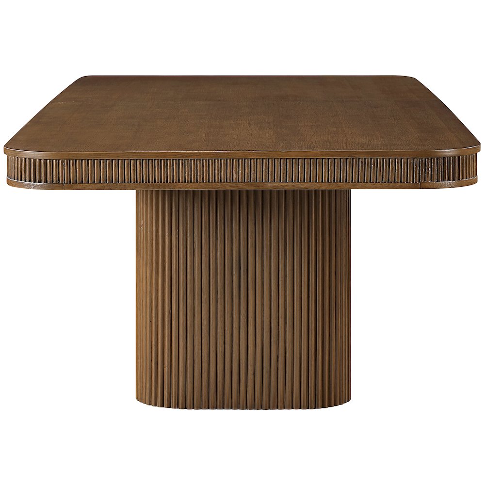 Mohari 112" / 160" Brown Solid Wood And Oak Veneer Dining Table (3 Boxes). Picture 3