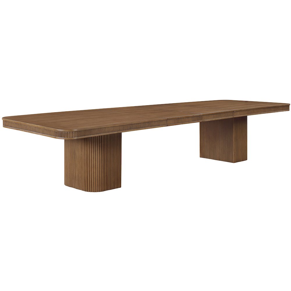 Mohari 112" / 160" Brown Solid Wood And Oak Veneer Dining Table (3 Boxes). Picture 4