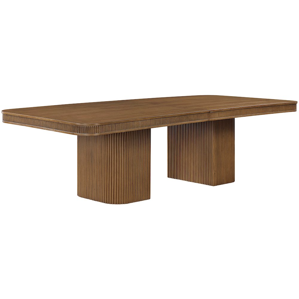 Mohari 112" / 160" Brown Solid Wood And Oak Veneer Dining Table (3 Boxes). Picture 6