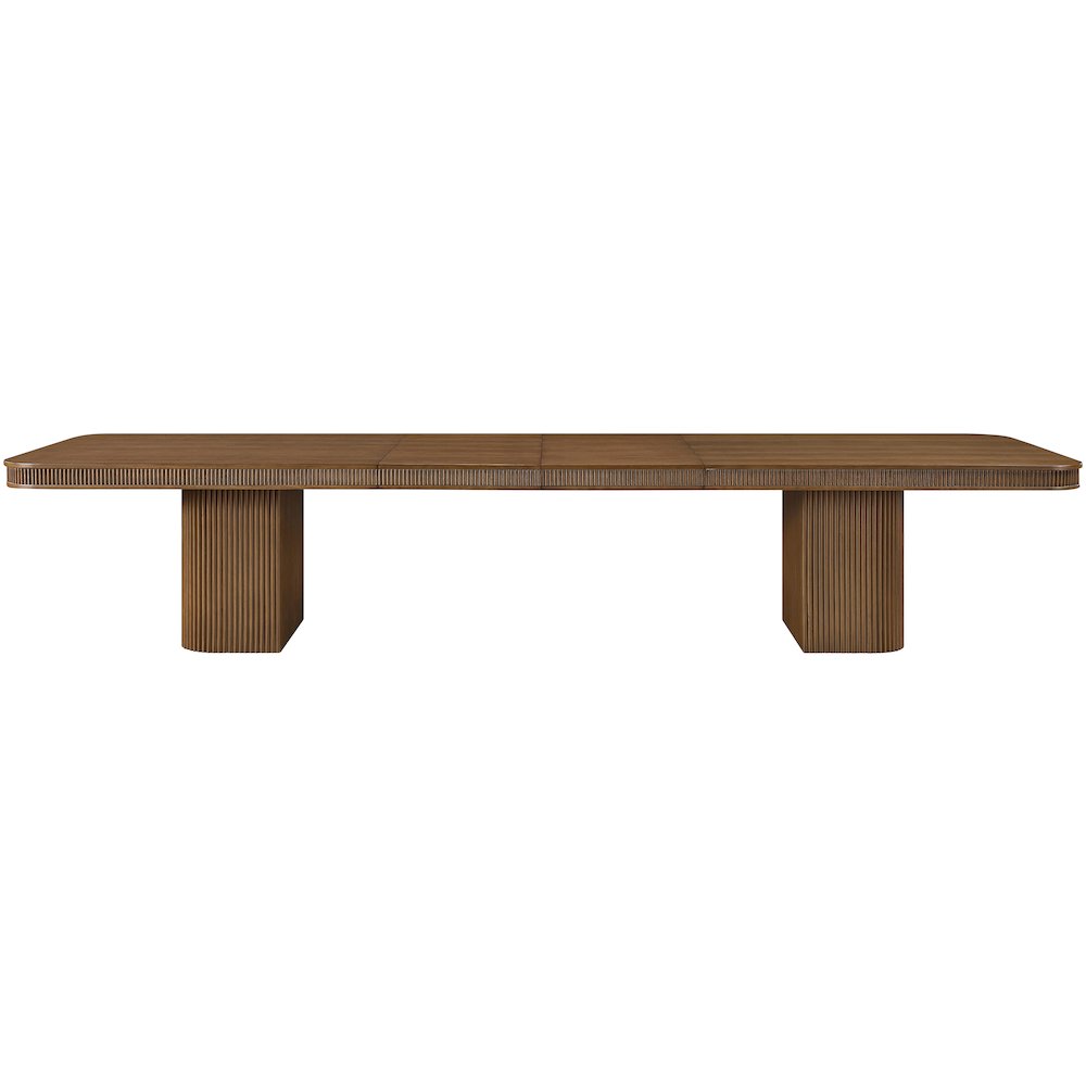 Mohari 112" / 160" Brown Solid Wood And Oak Veneer Dining Table (3 Boxes). Picture 9