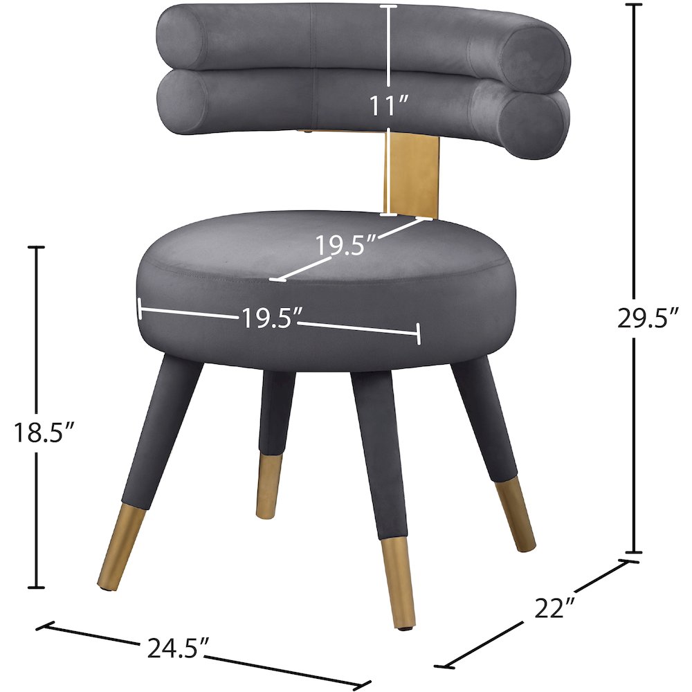 Fitzroy Grey Velvet Dining Chair, Set of 2. Picture 6