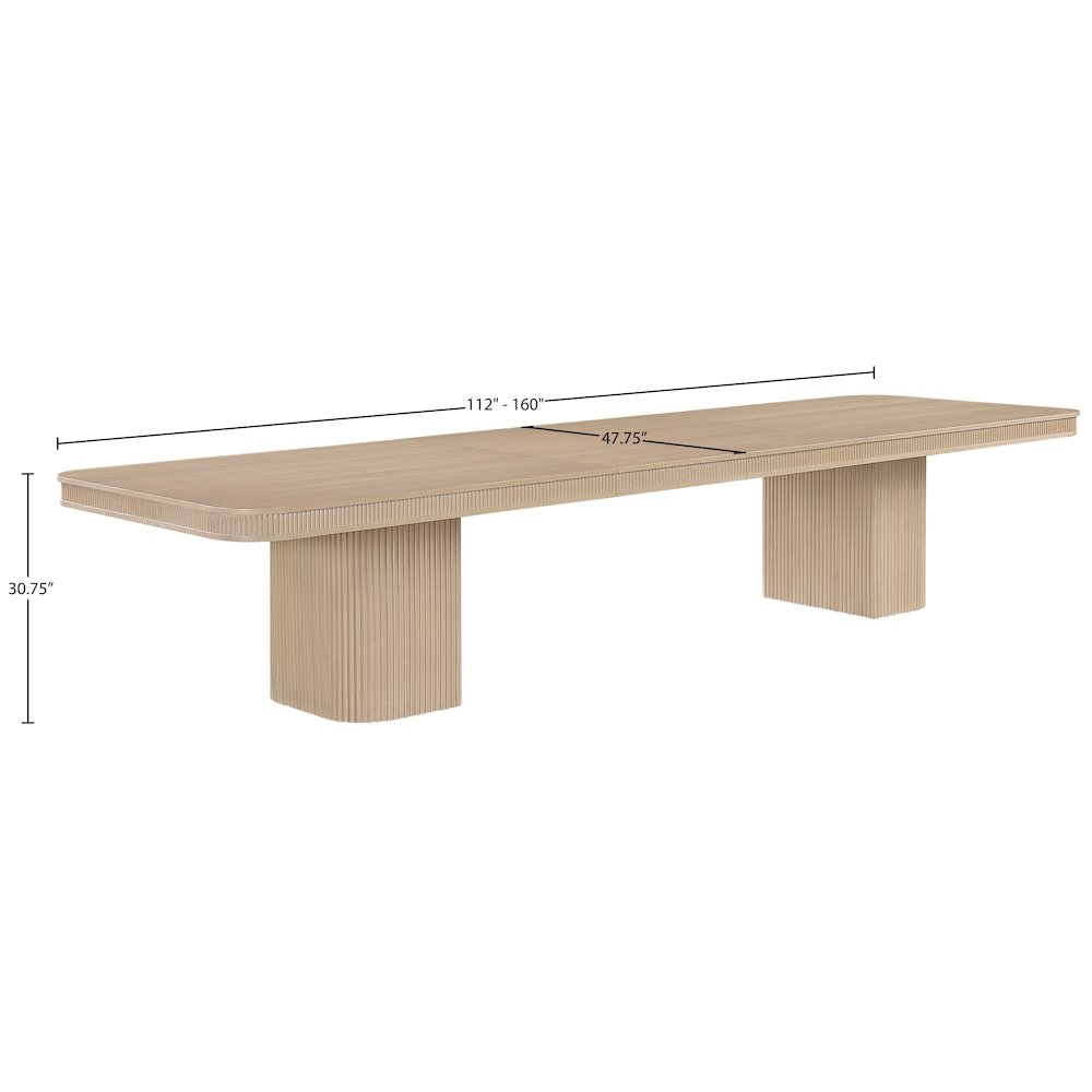 Mohari 112" / 160" Natural Solid Wood And Oak Veneer Dining Table (3 Boxes). Picture 14
