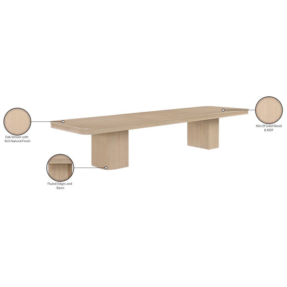 Mohari 112" / 160" Natural Solid Wood And Oak Veneer Dining Table (3 Boxes). Picture 15