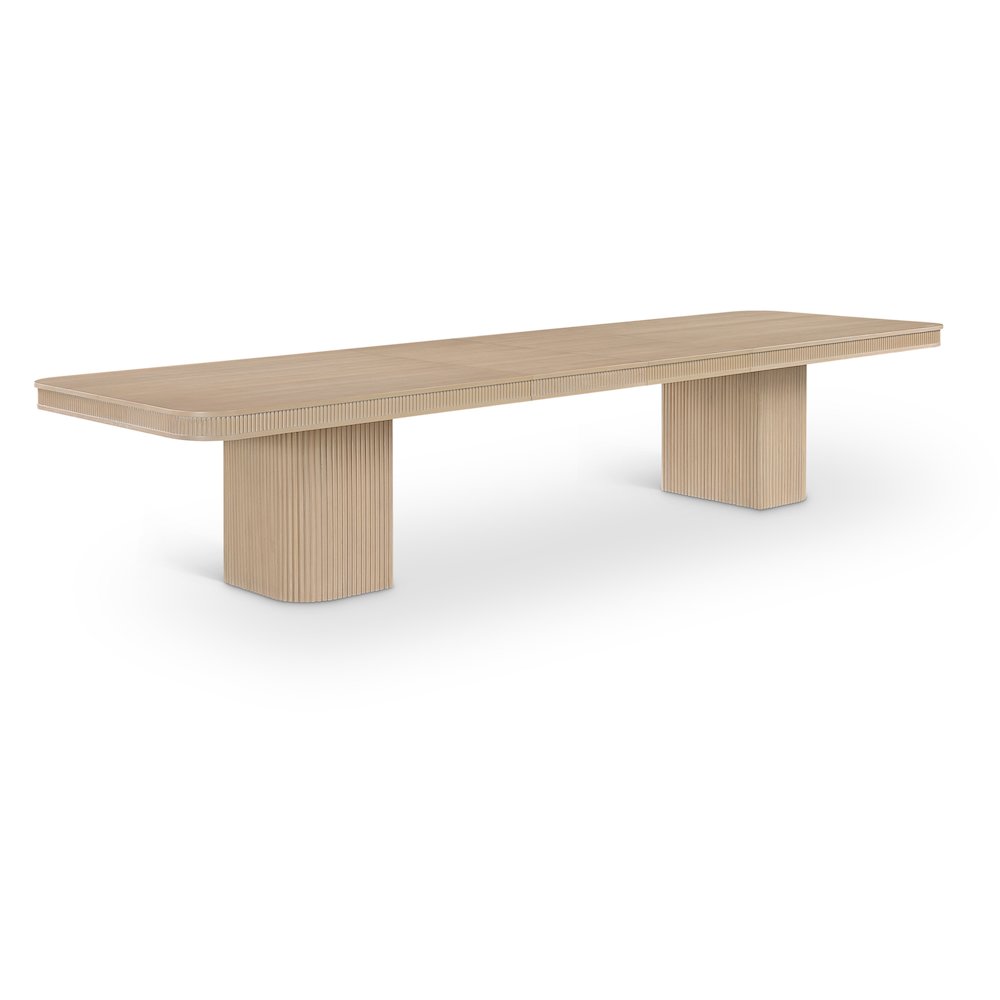 Mohari 112" / 160" Natural Solid Wood And Oak Veneer Dining Table (3 Boxes). Picture 1
