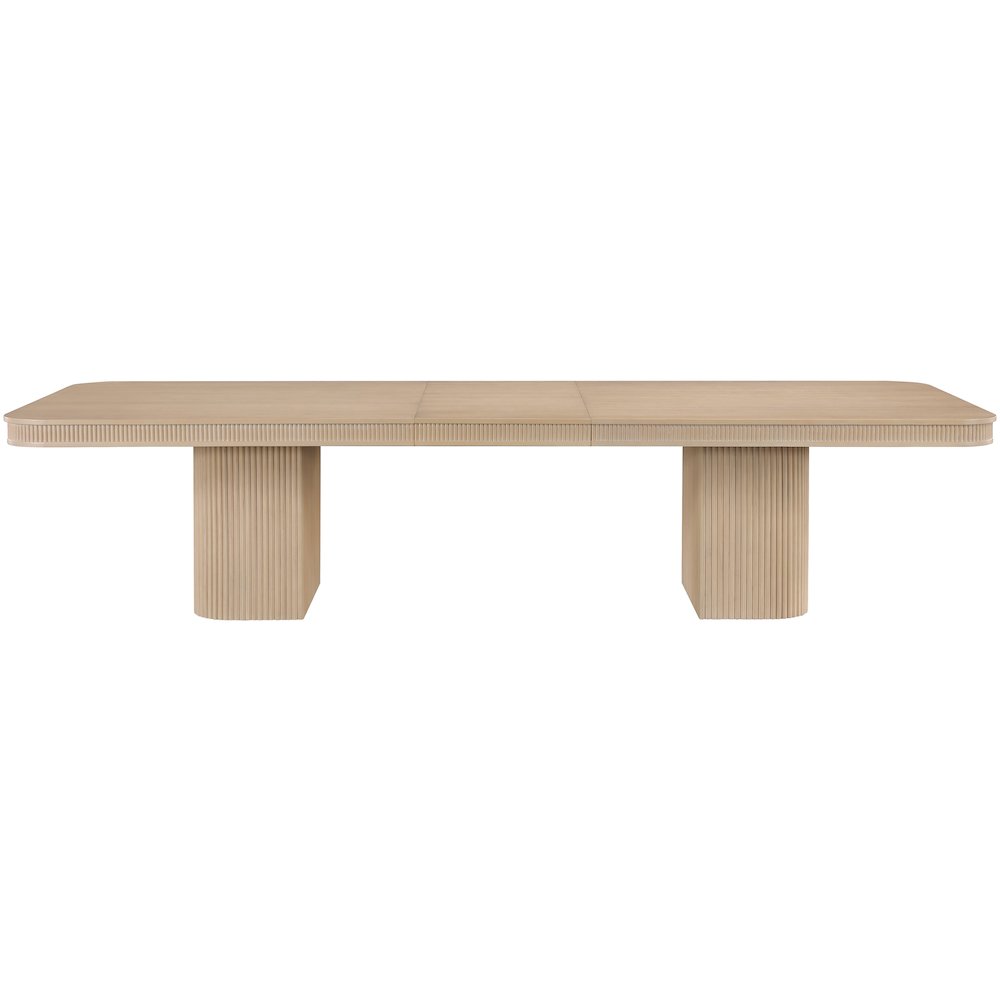 Mohari 112" / 160" Natural Solid Wood And Oak Veneer Dining Table (3 Boxes). Picture 10