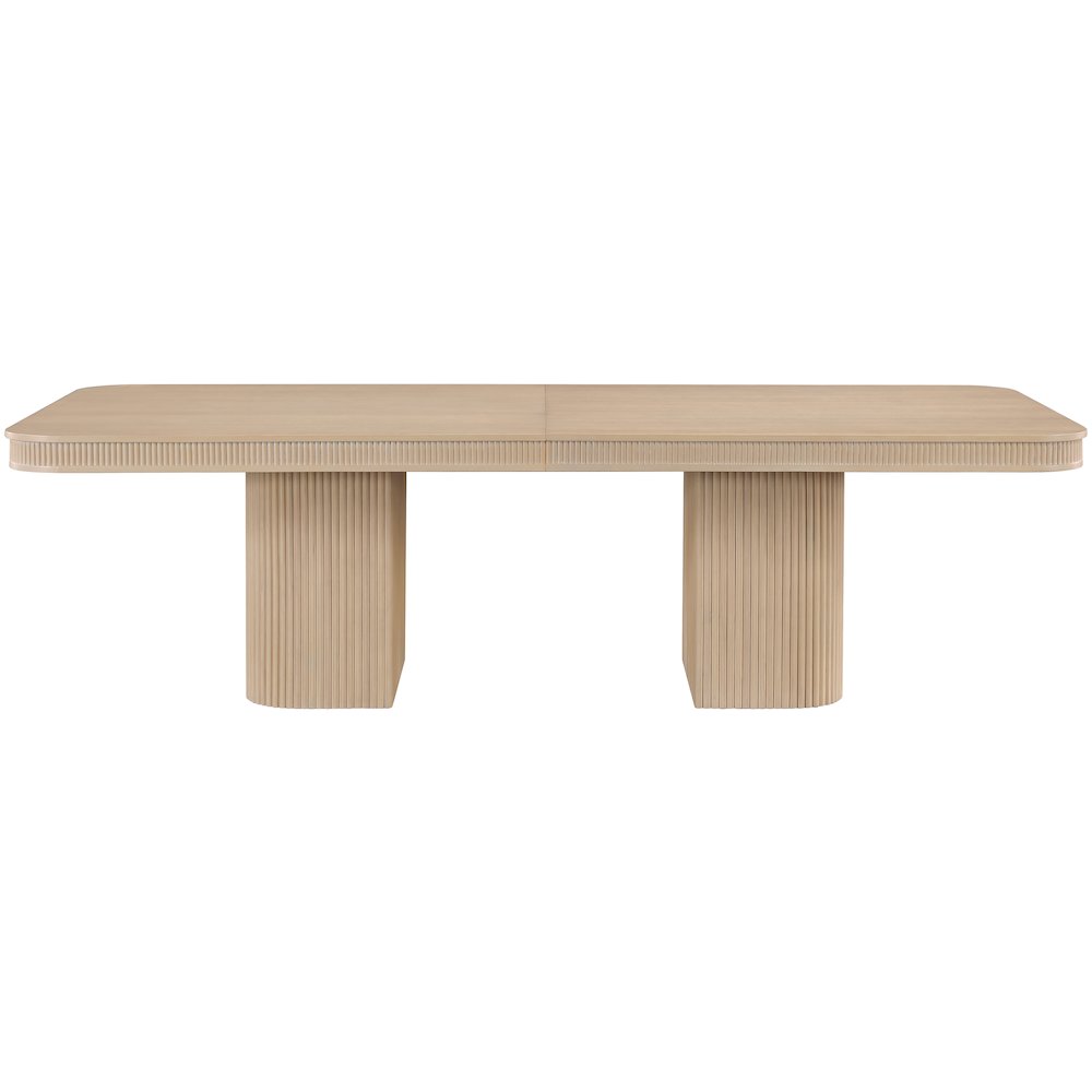 Mohari 112" / 160" Natural Solid Wood And Oak Veneer Dining Table (3 Boxes). Picture 11