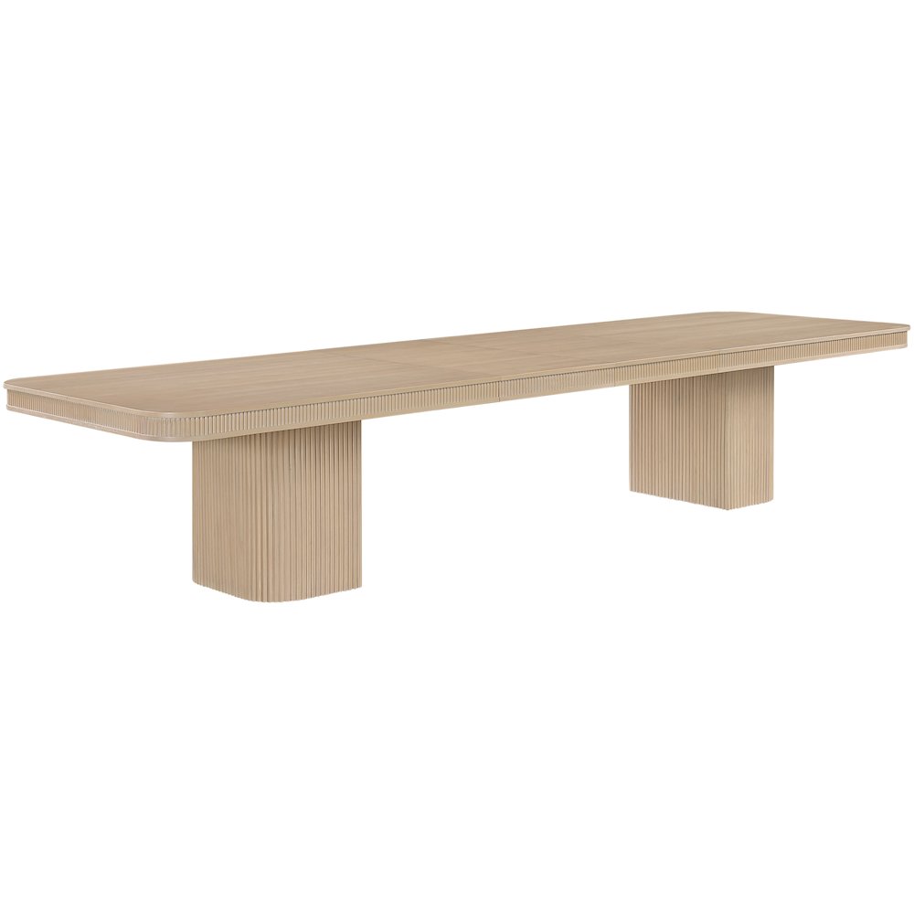 Mohari 112" / 160" Natural Solid Wood And Oak Veneer Dining Table (3 Boxes). Picture 4