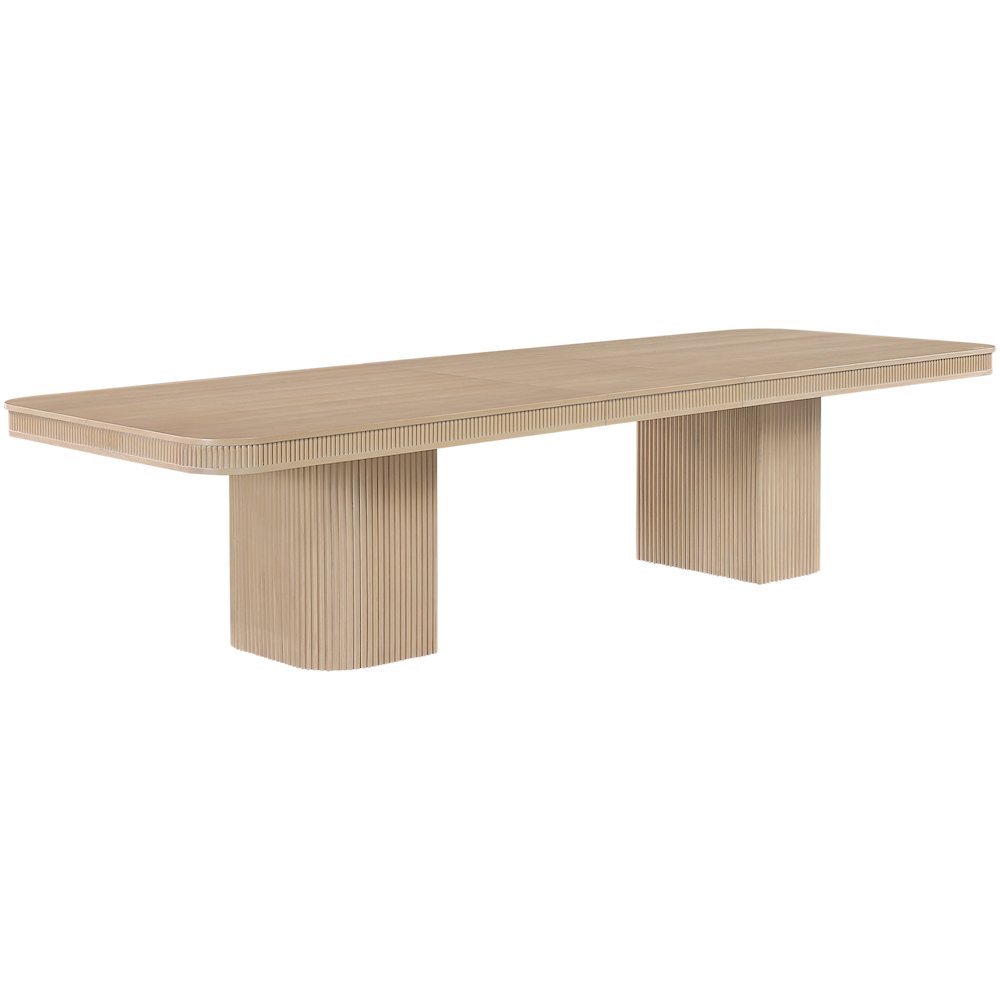 Mohari 112" / 160" Natural Solid Wood And Oak Veneer Dining Table (3 Boxes). Picture 5