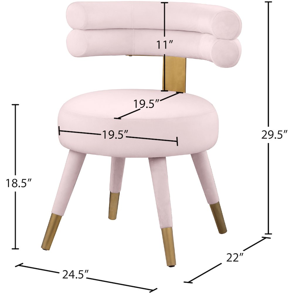 Fitzroy Pink Velvet Dining Chair, Set of 2. Picture 5