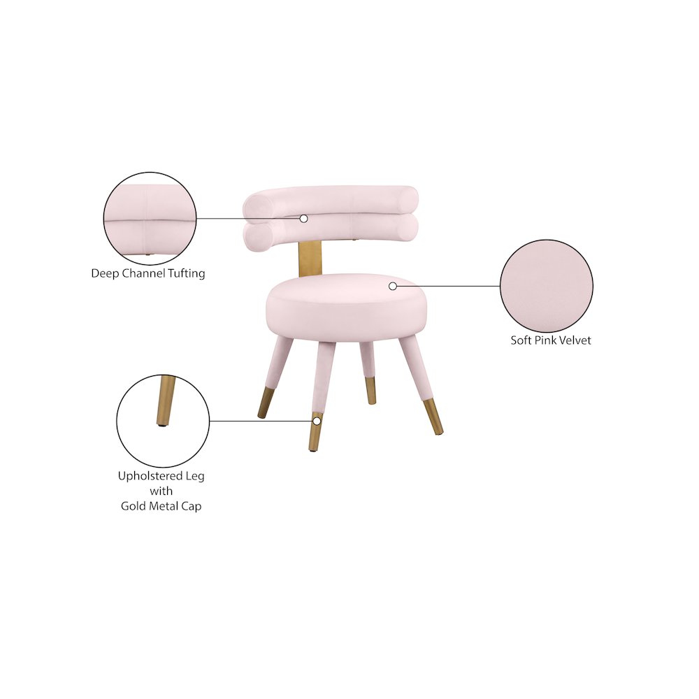 Fitzroy Pink Velvet Dining Chair, Set of 2. Picture 6