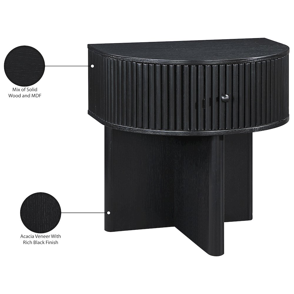 Cortland Black Acacia Veneer And Solid Wood Night Stand. Picture 11