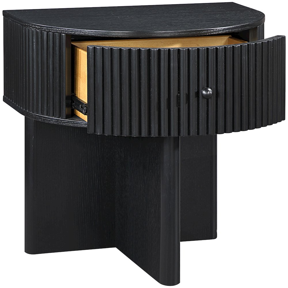 Cortland Black Acacia Veneer And Solid Wood Night Stand. Picture 6