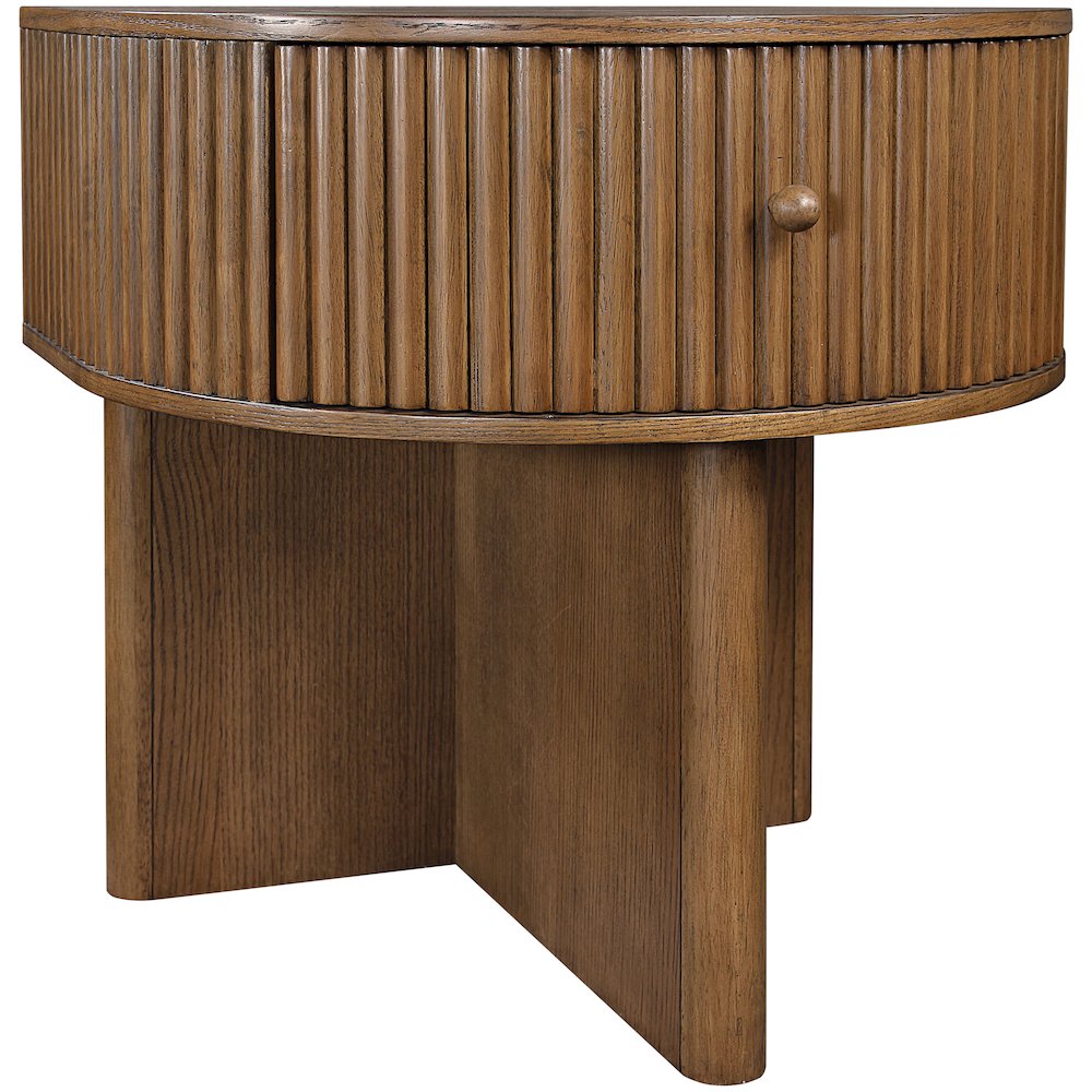 Cortland Brown Acacia Veneer And Solid Wood Night Stand. Picture 5