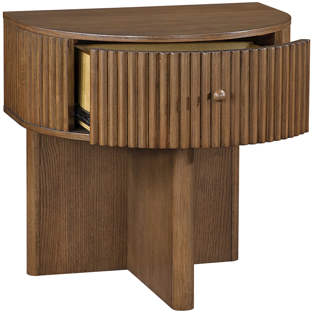 Cortland Brown Acacia Veneer And Solid Wood Night Stand. Picture 6