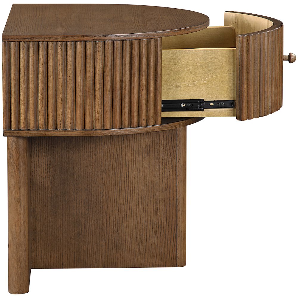 Cortland Brown Acacia Veneer And Solid Wood Night Stand. Picture 7