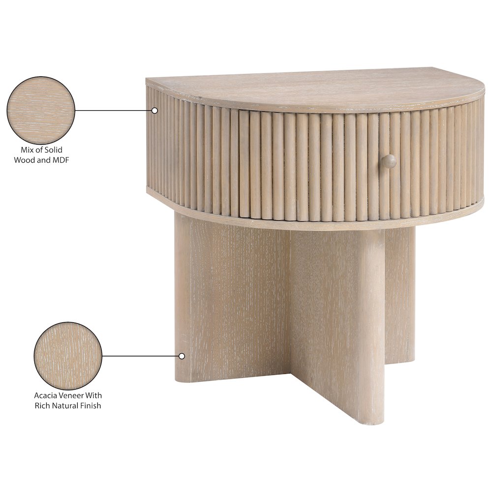 Cortland Natural Acacia Veneer And Solid Wood Night Stand. Picture 11