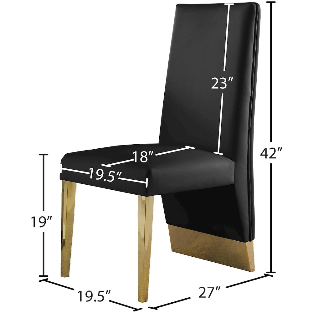 Porsha Black Vegan Leather Dining Chair, Set of 2. Picture 8