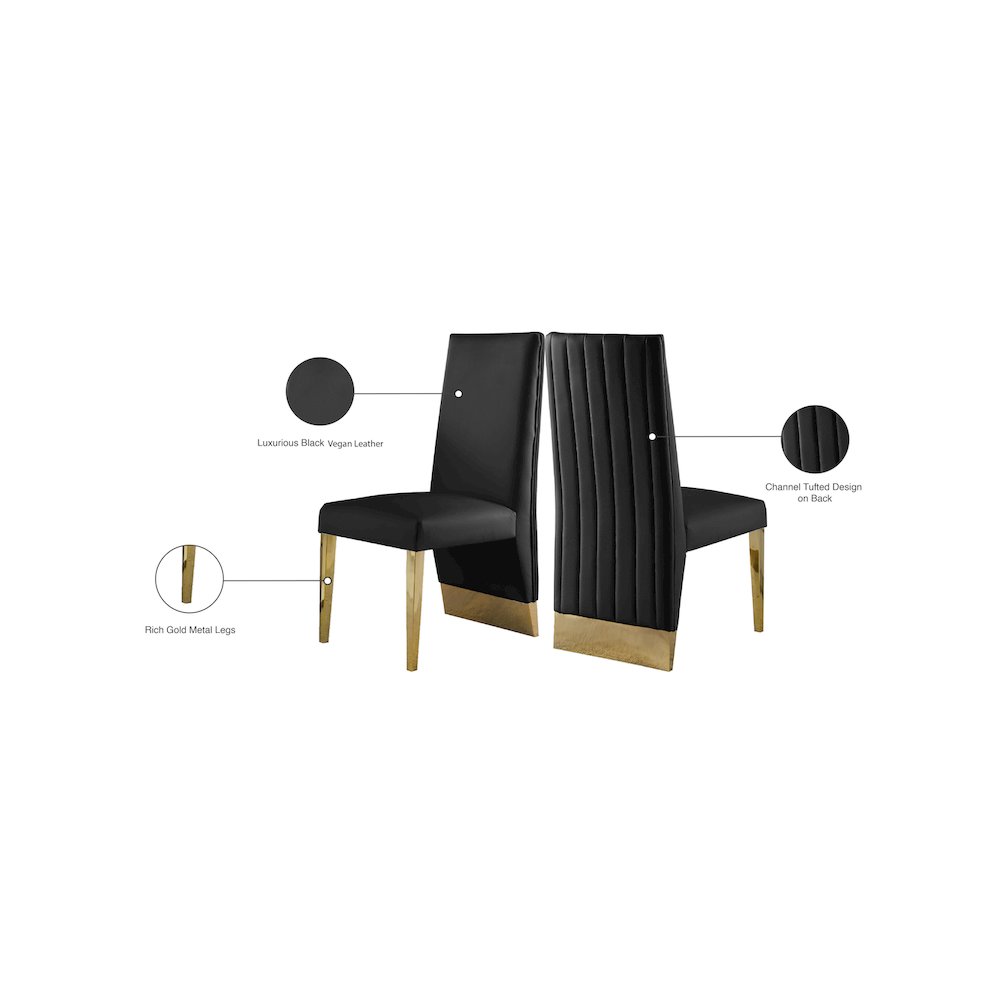 Porsha Black Vegan Leather Dining Chair, Set of 2. Picture 9