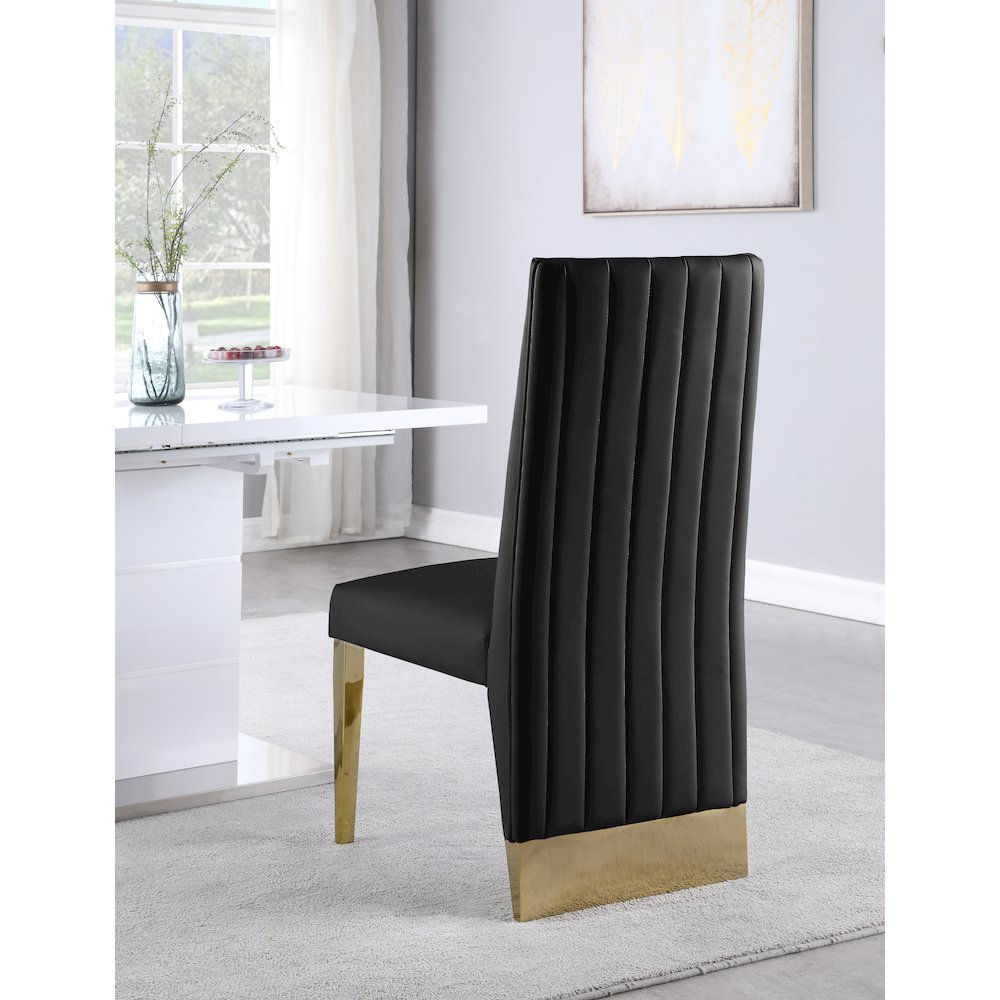 Porsha Black Vegan Leather Dining Chair, Set of 2. Picture 3