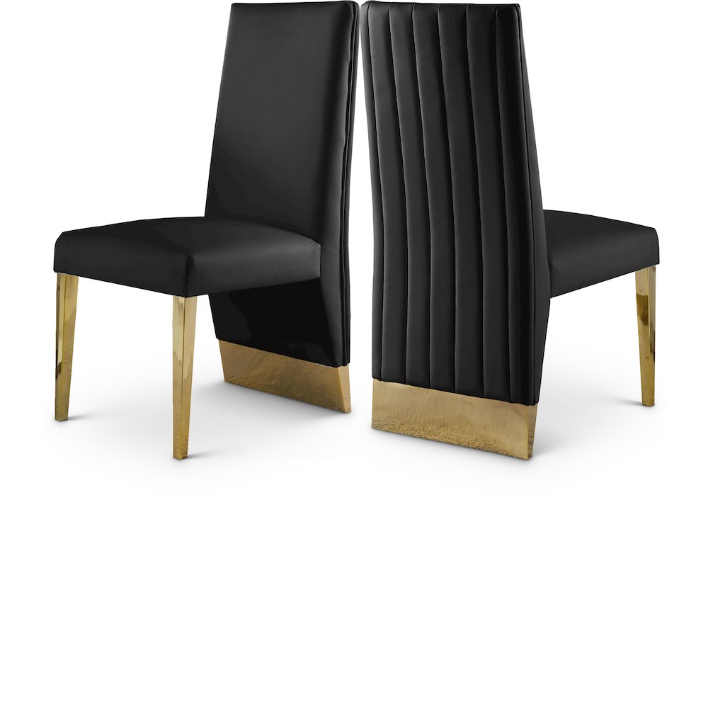 Porsha Black Vegan Leather Dining Chair, Set of 2. Picture 1