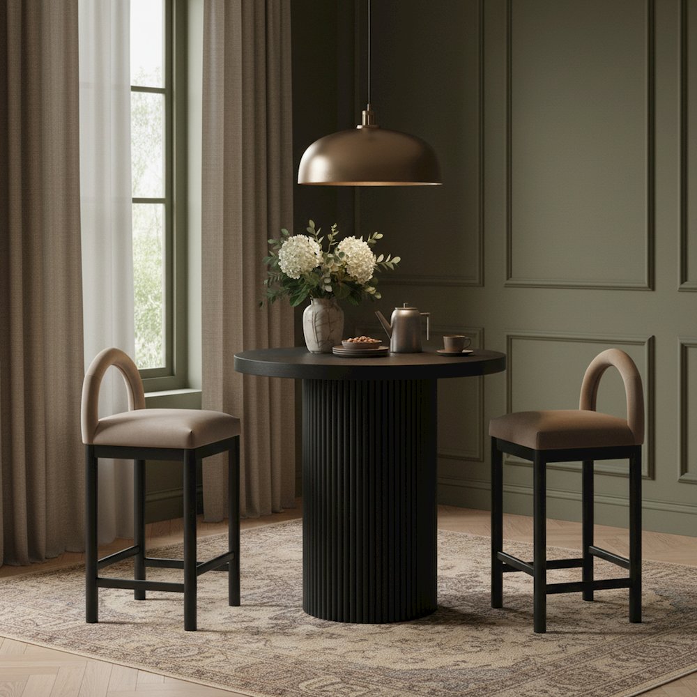 Belinda Black Oak Veneer And Solid Wood Counter Height Table. Picture 2