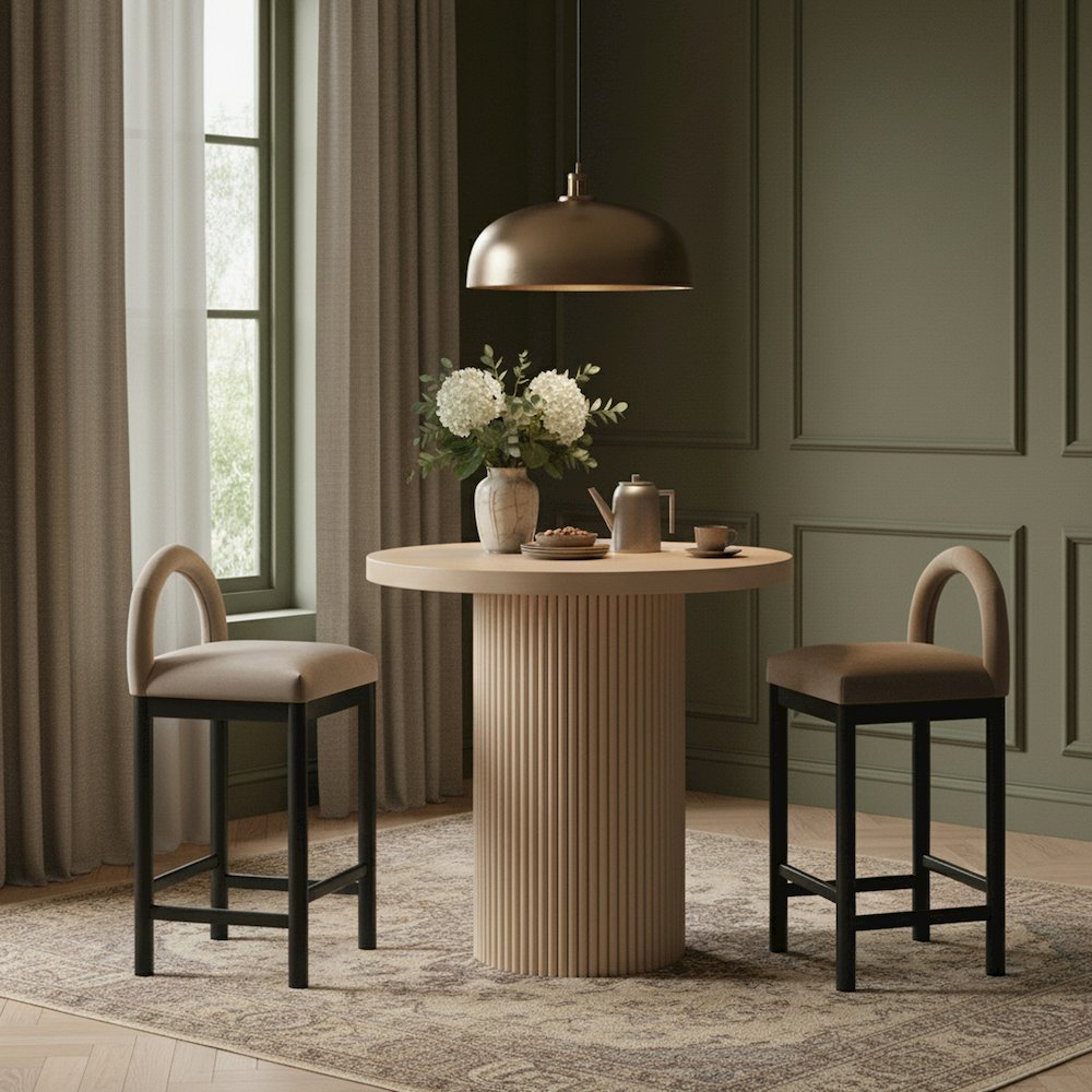 Belinda Natural Oak Veneer And Solid Wood Counter Height Table. Picture 2
