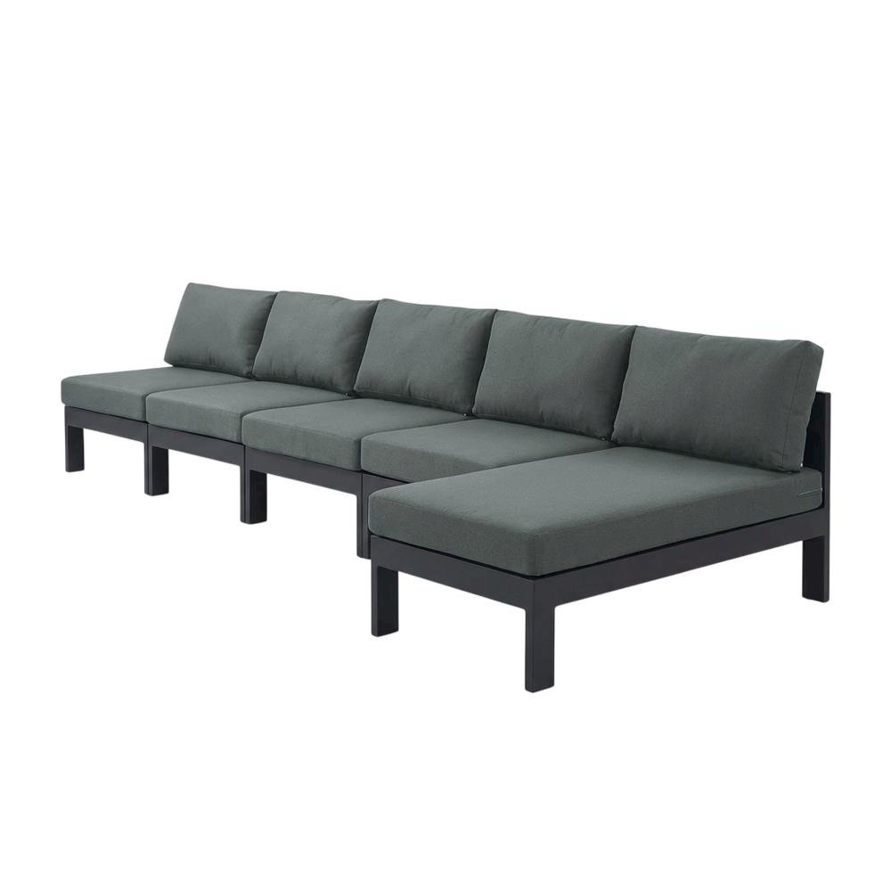 Gray Fabric Outdoor Modular Sofa With Contemporary Style And Cushioned Seating. Picture 1