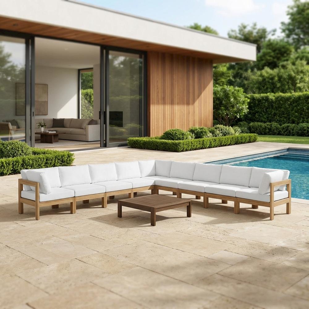 White Fabric Outdoor Patio Modular Sectional With Contemporary Style. Picture 3