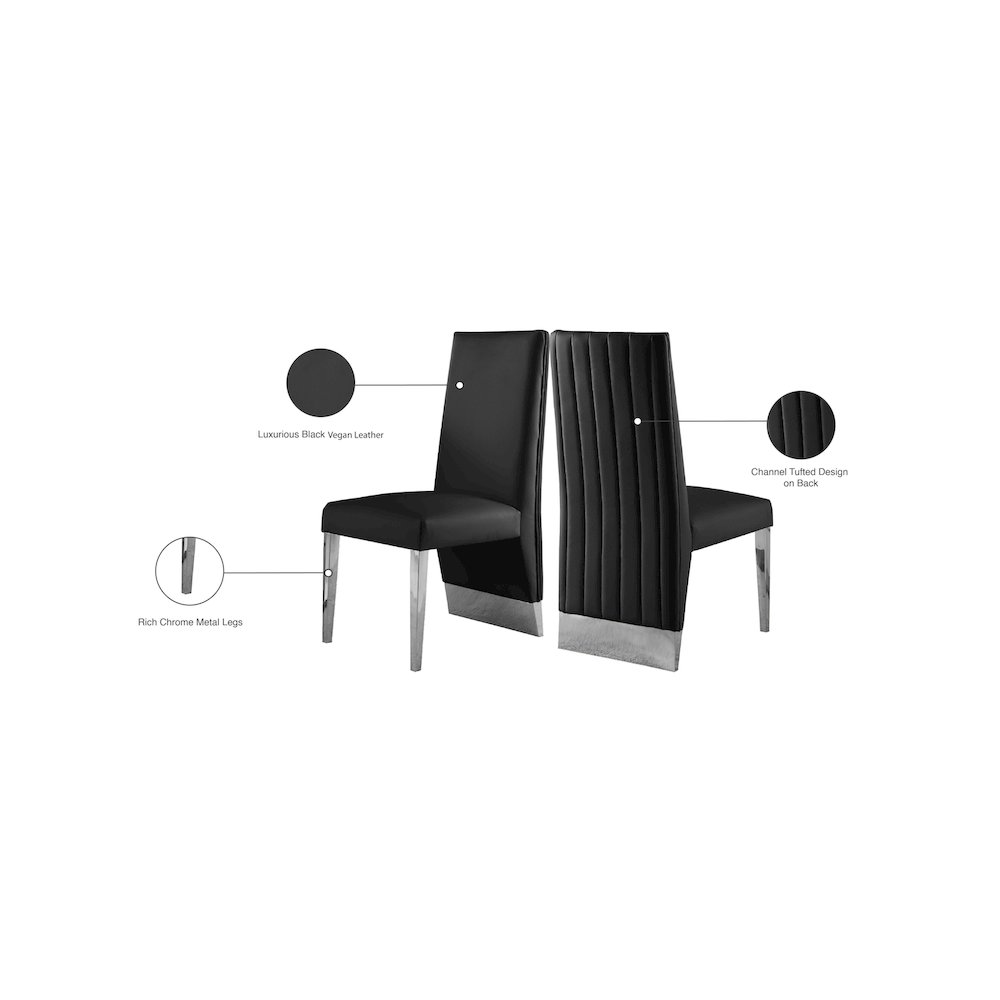 Porsha Black Vegan Leather Dining Chair, Set of 2. Picture 9