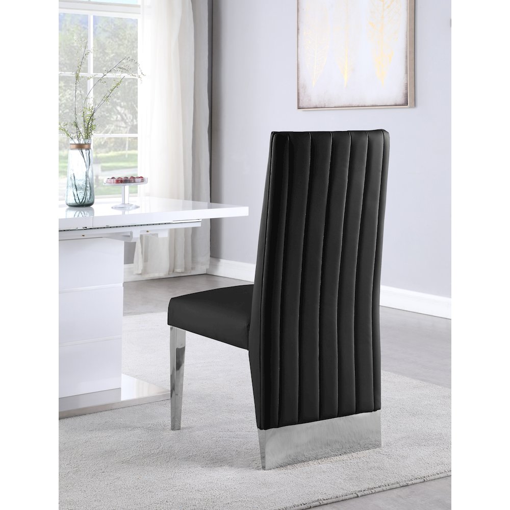 Porsha Black Vegan Leather Dining Chair, Set of 2. Picture 3