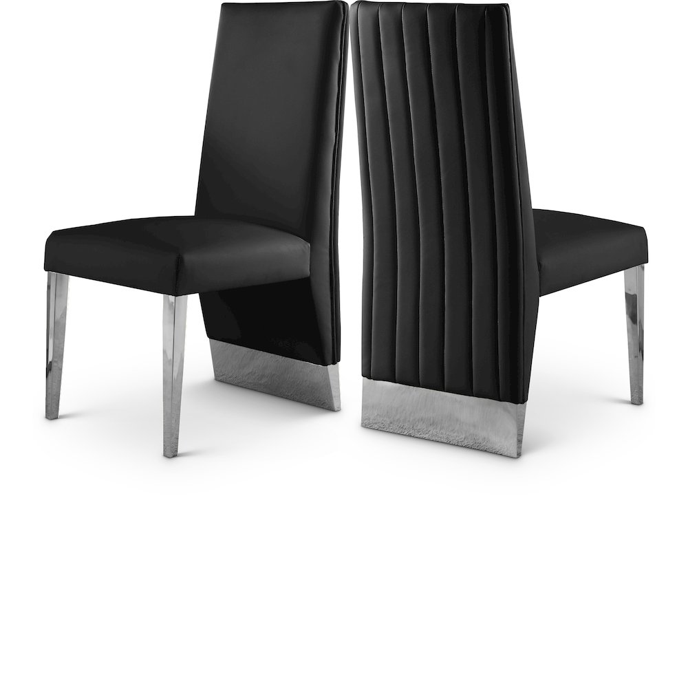 Porsha Black Vegan Leather Dining Chair, Set of 2. Picture 1