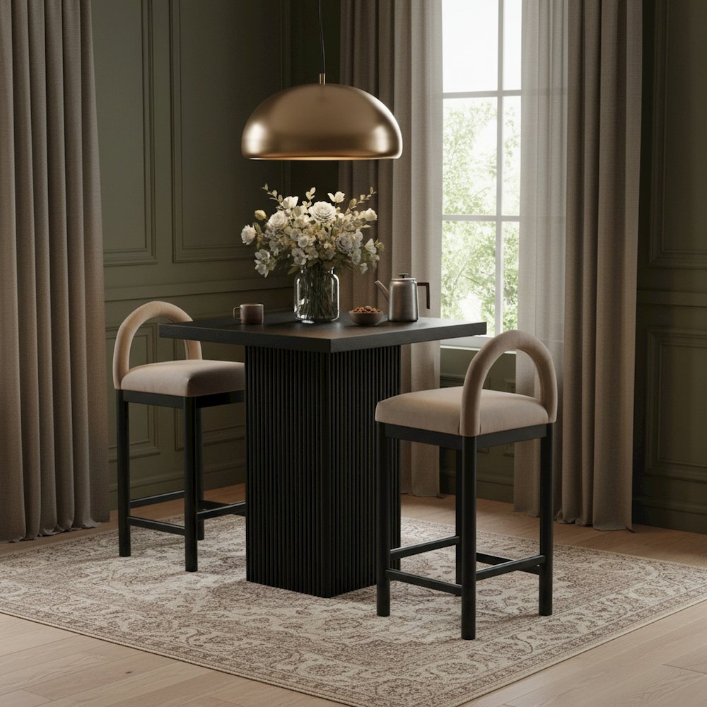 Belinda Black Oak Veneer And Solid Wood Counter Height Table. Picture 2