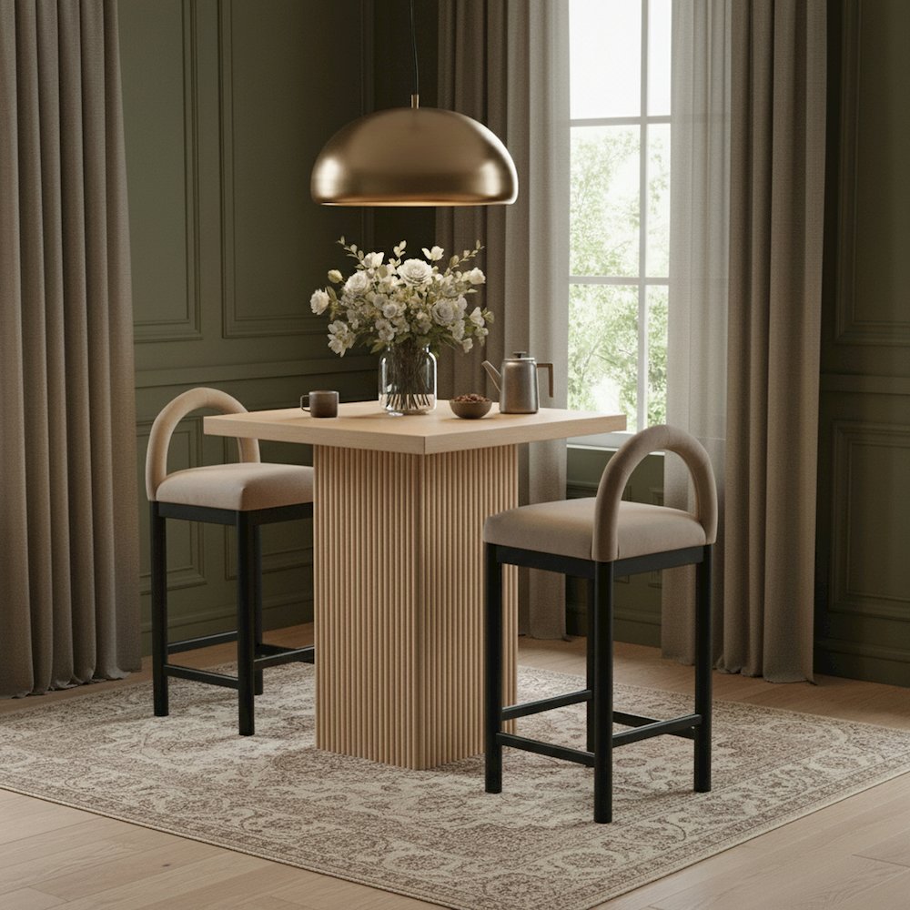 Belinda Natural Oak Veneer And Solid Wood Counter Height Table. Picture 2