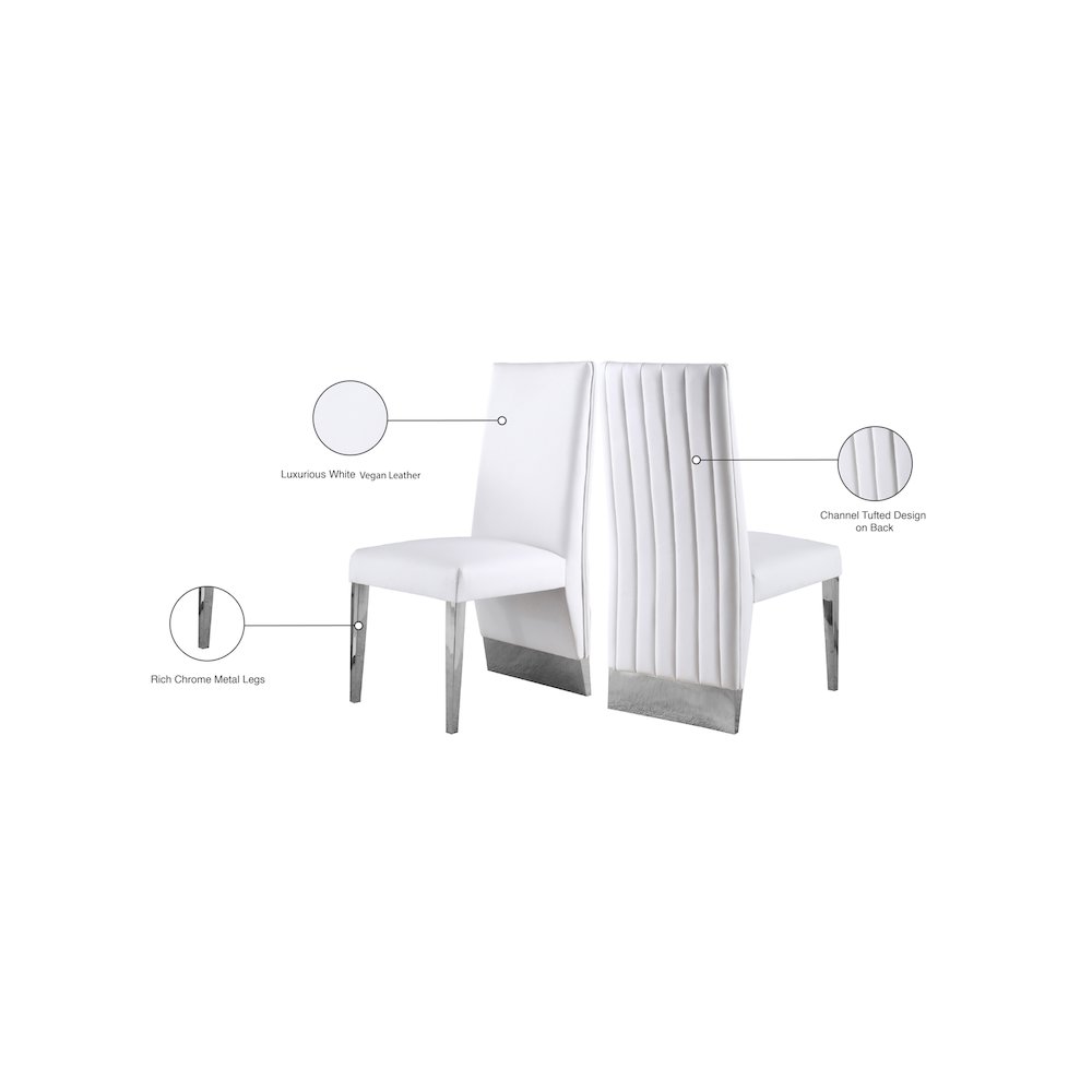 Porsha White Vegan Leather Dining Chair, Set of 2. Picture 9