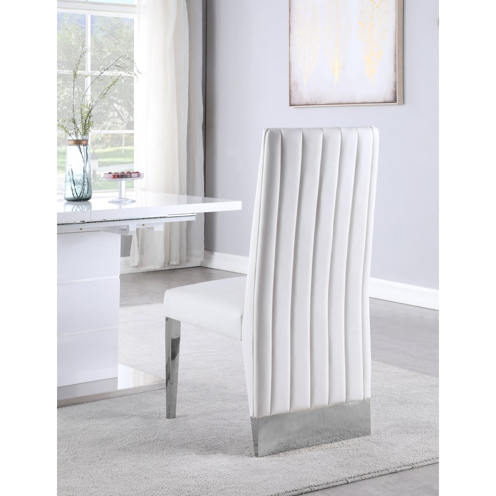 Porsha White Vegan Leather Dining Chair, Set of 2. Picture 3