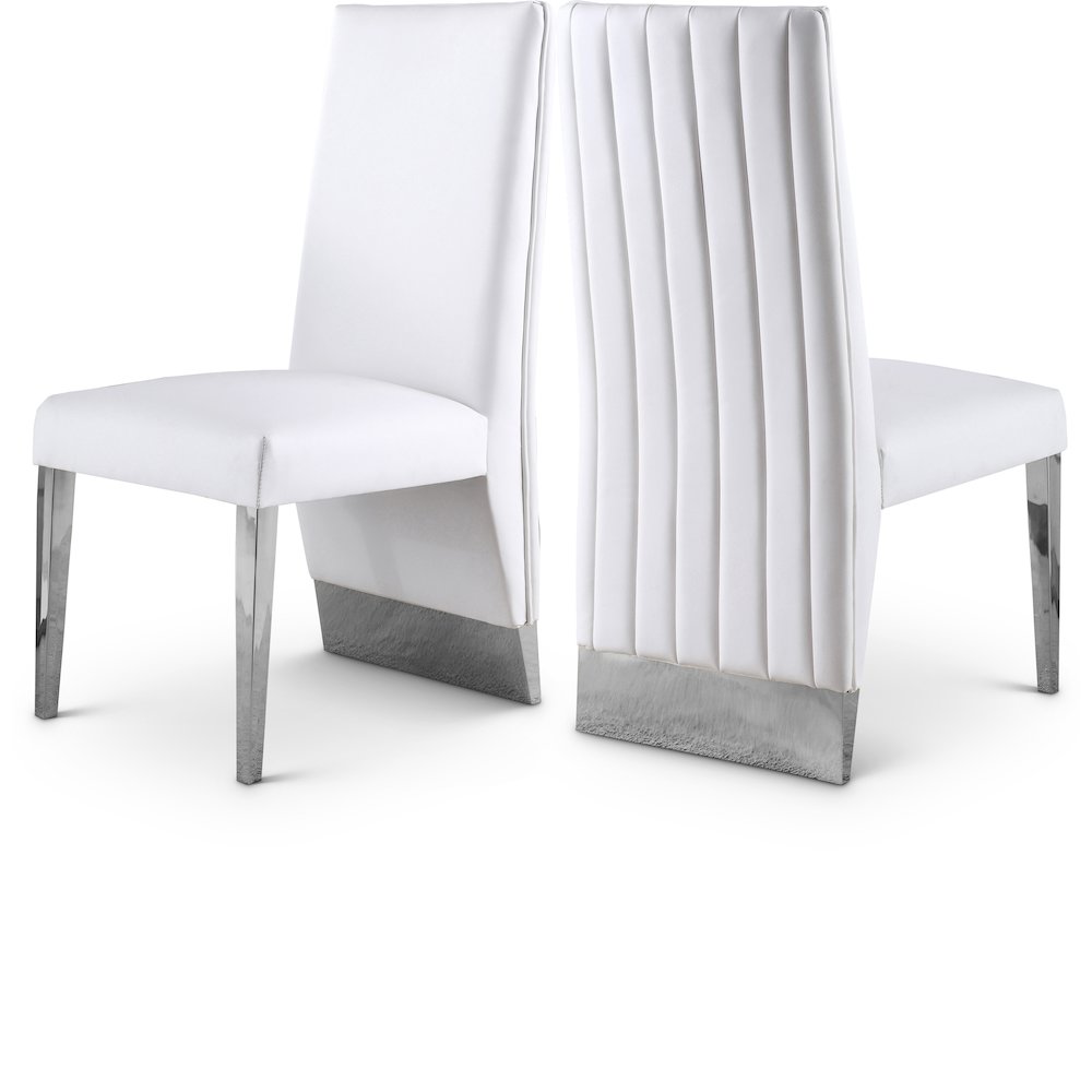 Porsha White Vegan Leather Dining Chair, Set of 2. Picture 1